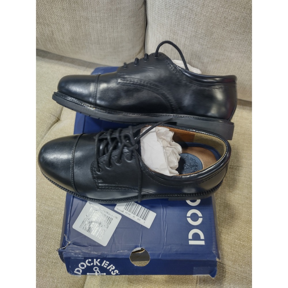 Dockers Gordon Mens Black Leather Cap Toe Oxford Dress Shoes 11 W 90-2214 - Picture 2 of 7